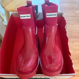 Hunter Kids Glossy Red Chelsea Rain Boots